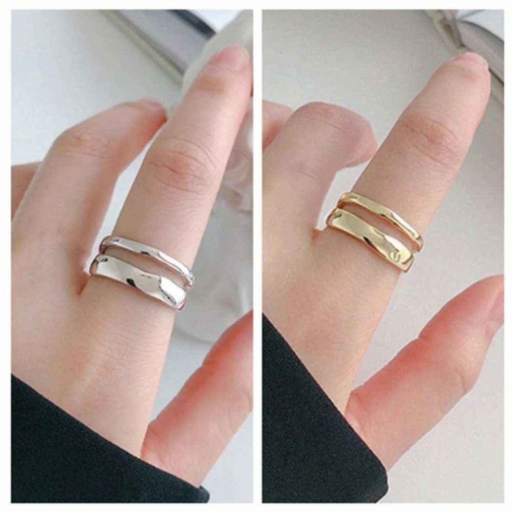 NEW Gold/Silver Double Wave Adjustable Ring - Picture 6 of 8